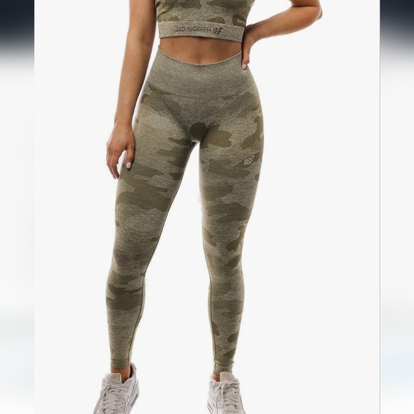 Jed North Pants - JED NORTH | Women's Olive Camo High-Waisted Skinny Full Length Seamless Leggings